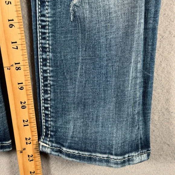 Rock Revival Darcey C204 Distressed Crop Jeans Medium Wash Sequin Size 26 - Picture 6 of 14